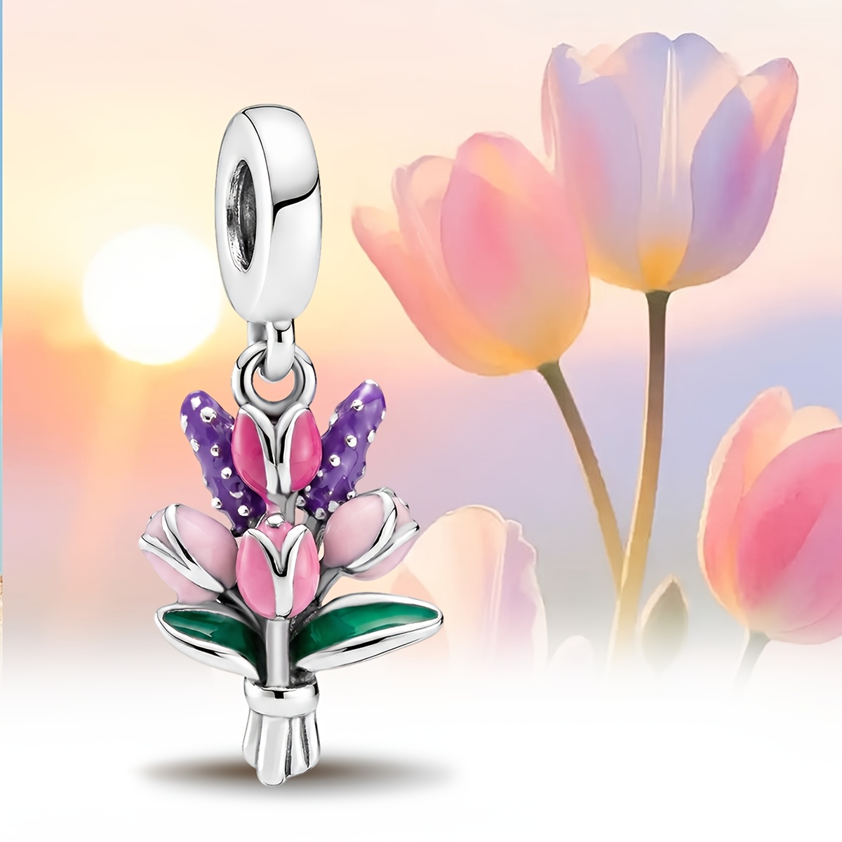 Tulip Aroma Whisper Charm DIY Pendant Beaded for Women's Jewellery