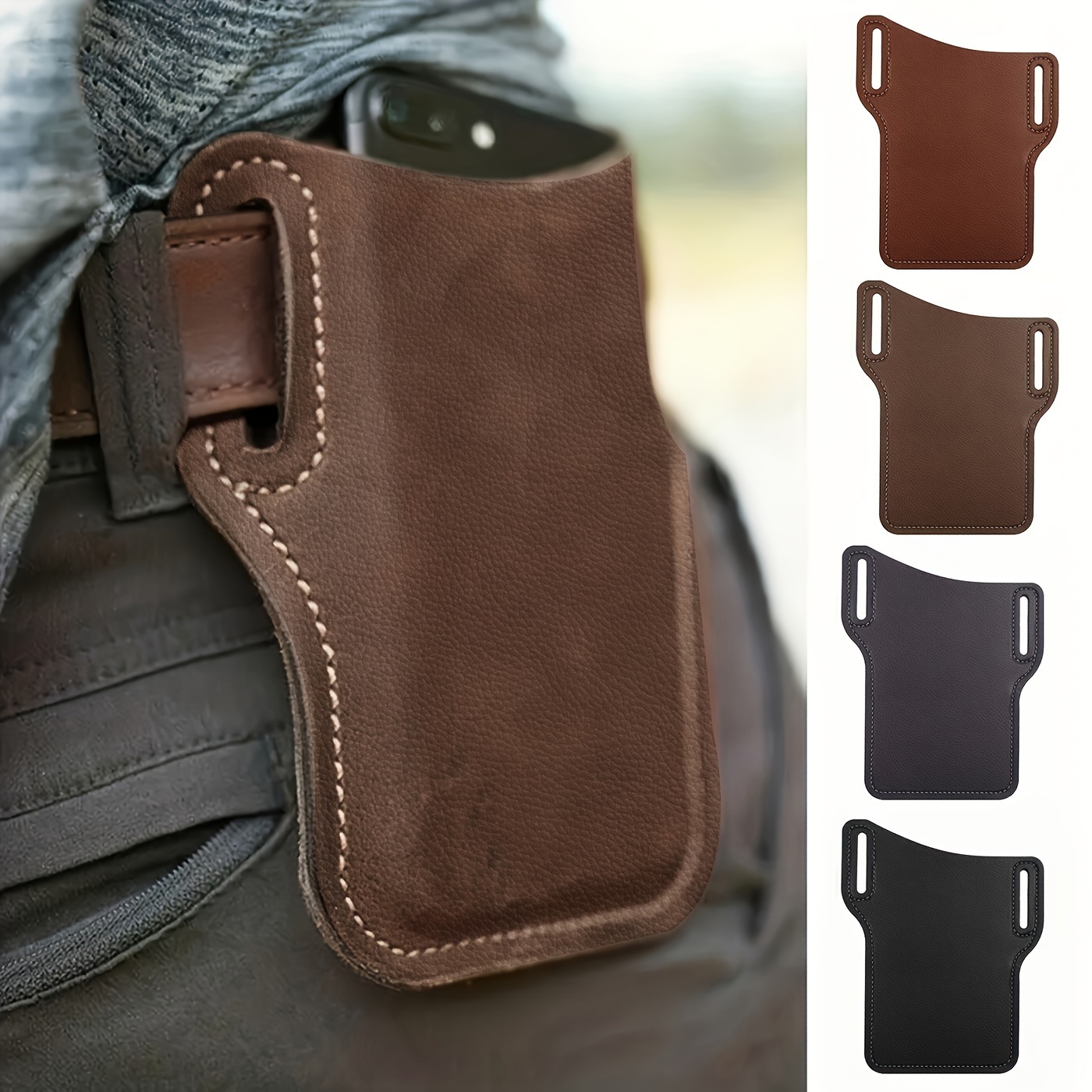 

1pc Durable Faux Leather Phone Case For Men - Perfect For Outdoor Sports, Running, Travel, Camping, And Hiking