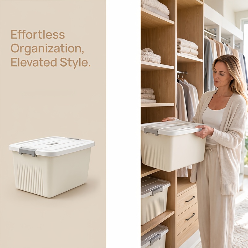 2pcs Large-Capacity Stackable Storage Bins with Lids