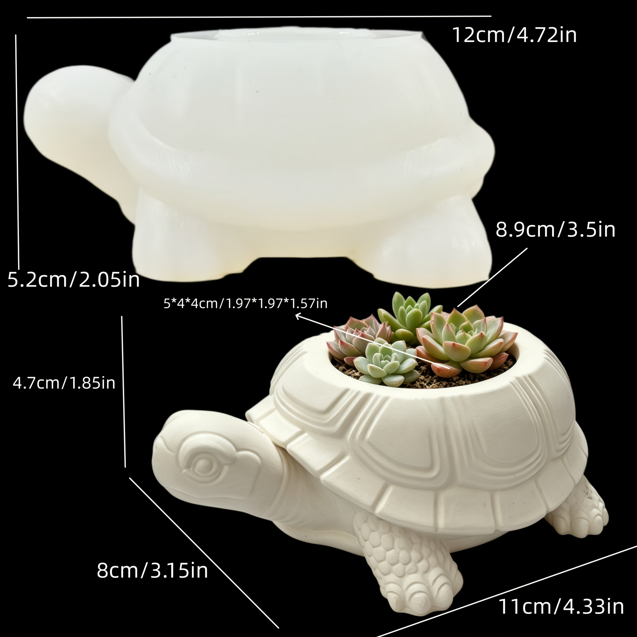 TEMU Molde de arcilla de para de planta , molde de resina y silicona, bonita de almacenamiento de , molde de silicona para cemento y hormigón, molde