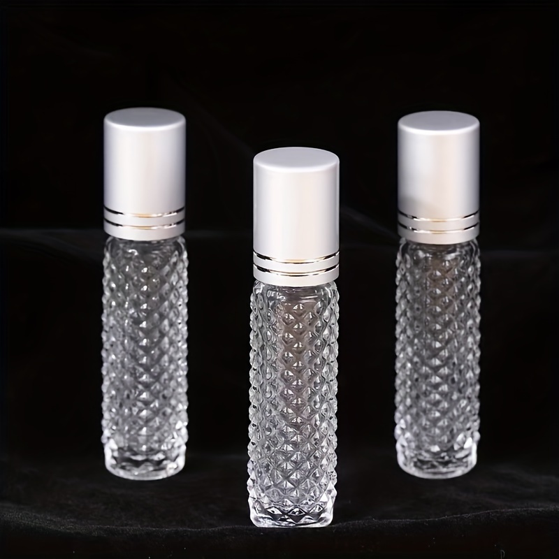 

3 Pack 10ml Glass Roller Bottles With Design For Essential Oils, Paba-free, Round Shape, Hand Wash Only