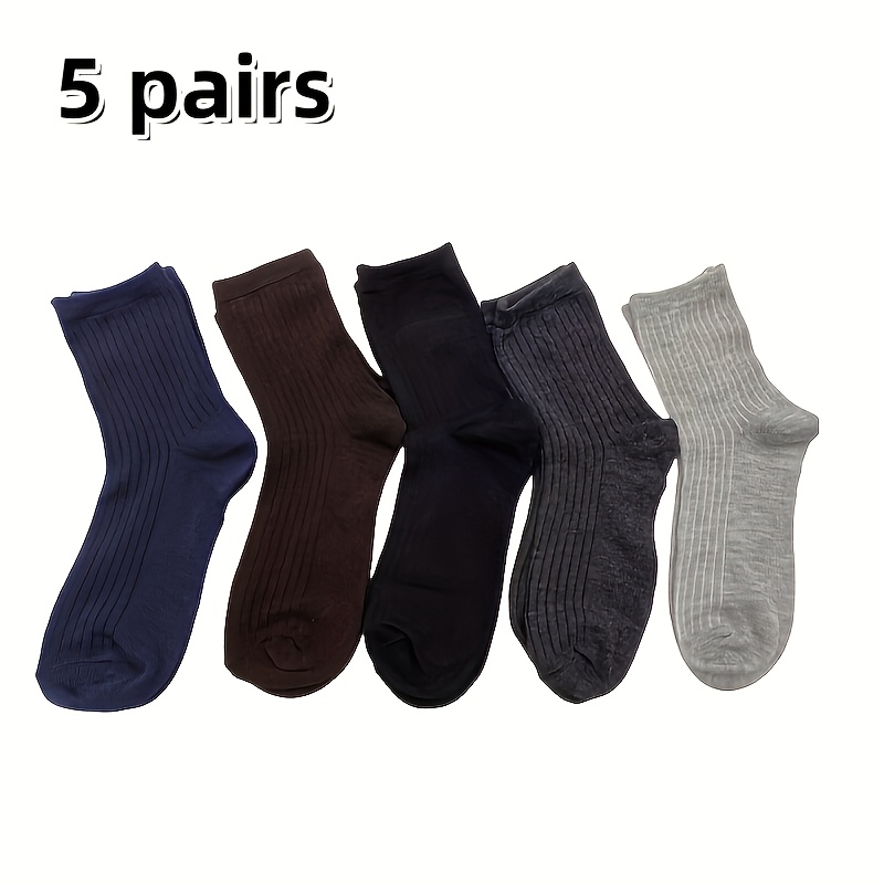 E-shop 5-Pack Herrensocken in Unifarben bis zur Wade - Atmungsaktiv Feuchtigkeitsableitend, Geeignet für Alle Jahreszeiten, für Geschäfts-