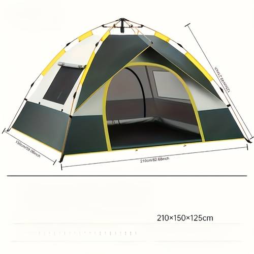 a 4 6 person quick setup tent with sturdy support poles lightweight and reinforced windproof and sun resistant suitable for park camping outdoor hiking and vacations features a portable folding design and