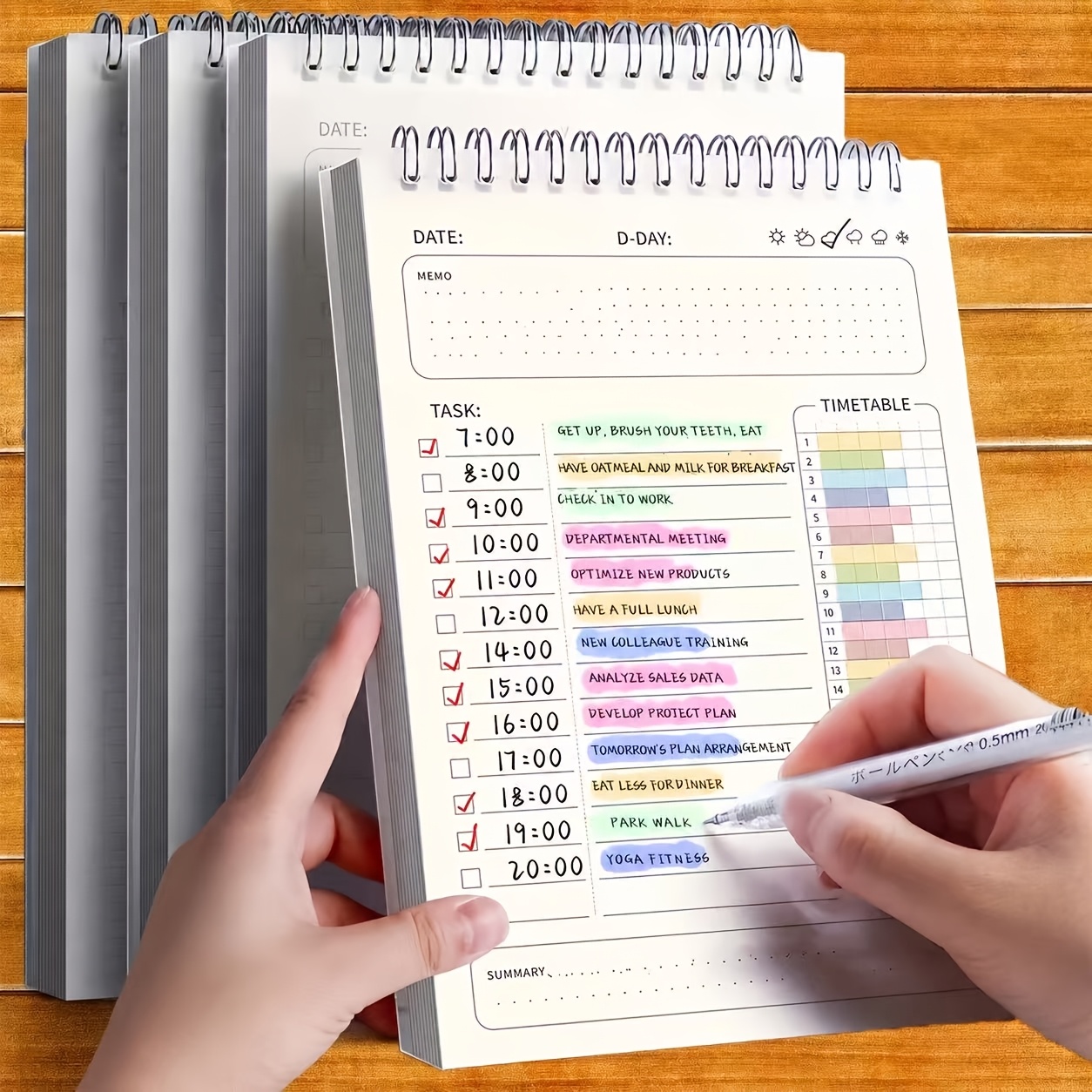 Cuaderno de planificación diaria A5 - 160 páginas, organizador de horarios y tareas para material de oficina y escolar