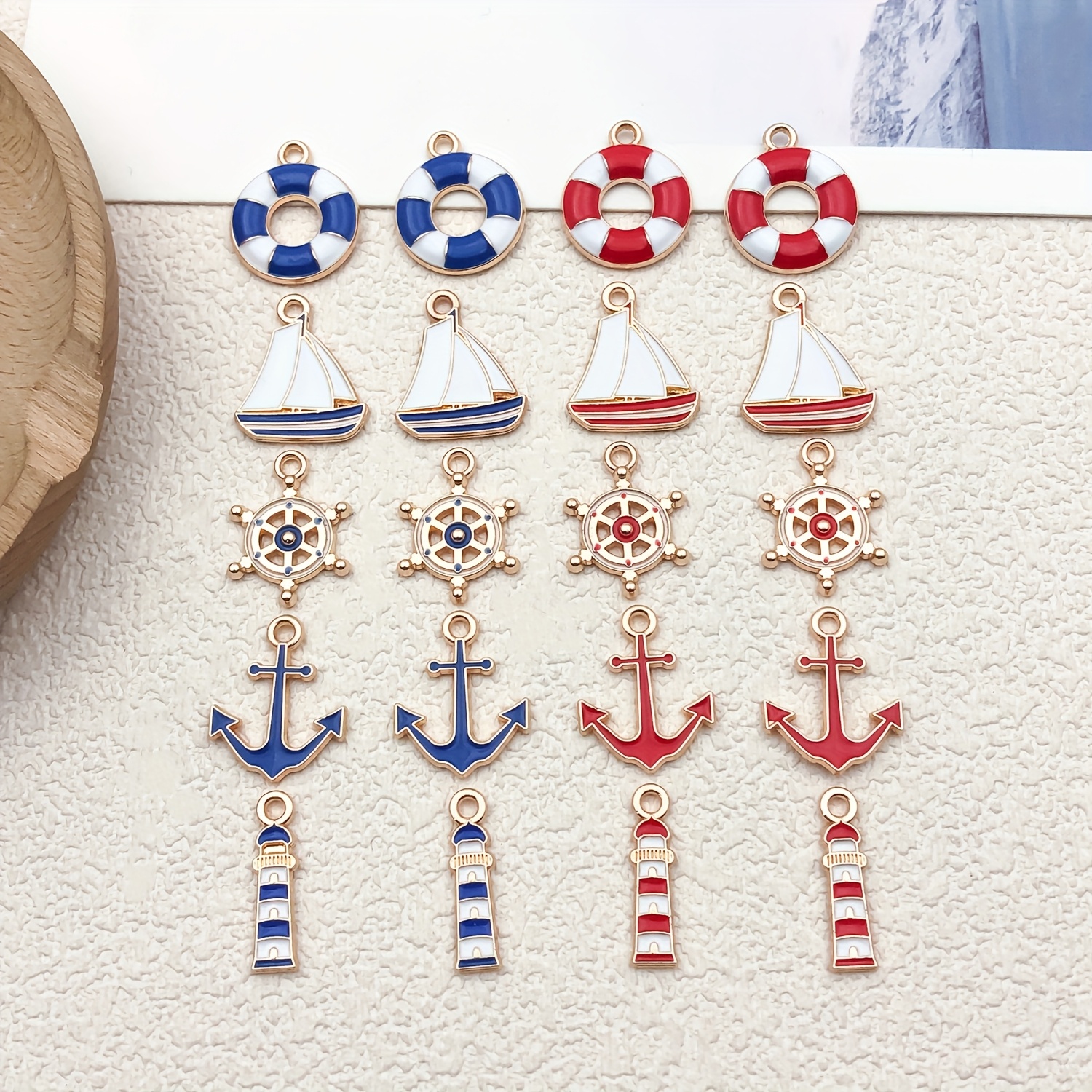TEMU Conjunto de 20 Piezas de Colgantes de Esmalte y Aleación, Barco, Suministros para Hacer Pulseras DIY