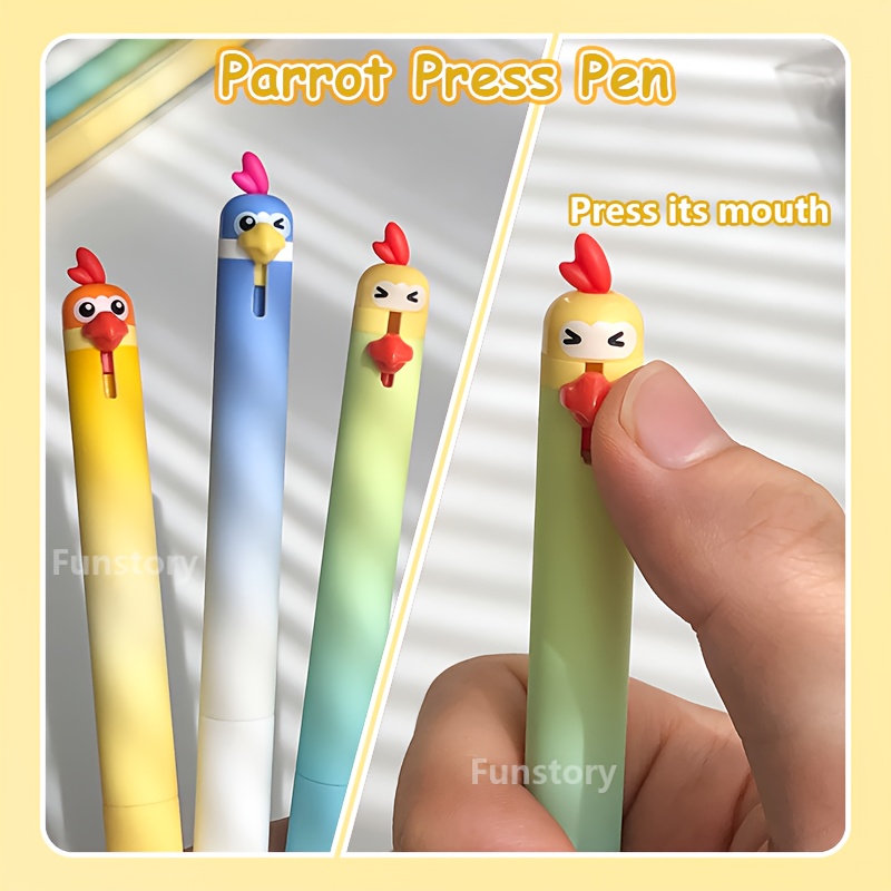 8pcs set creative parrot   fun   0.5mm smooth tip quick dry cute   supplies fidget writing pens, desk stationery, study essentials, whimsical pens,   stationery, lightweight pen, ergonomic grip, click mechanism, fidget pen, creative professionals, stationery lovers Product details 2