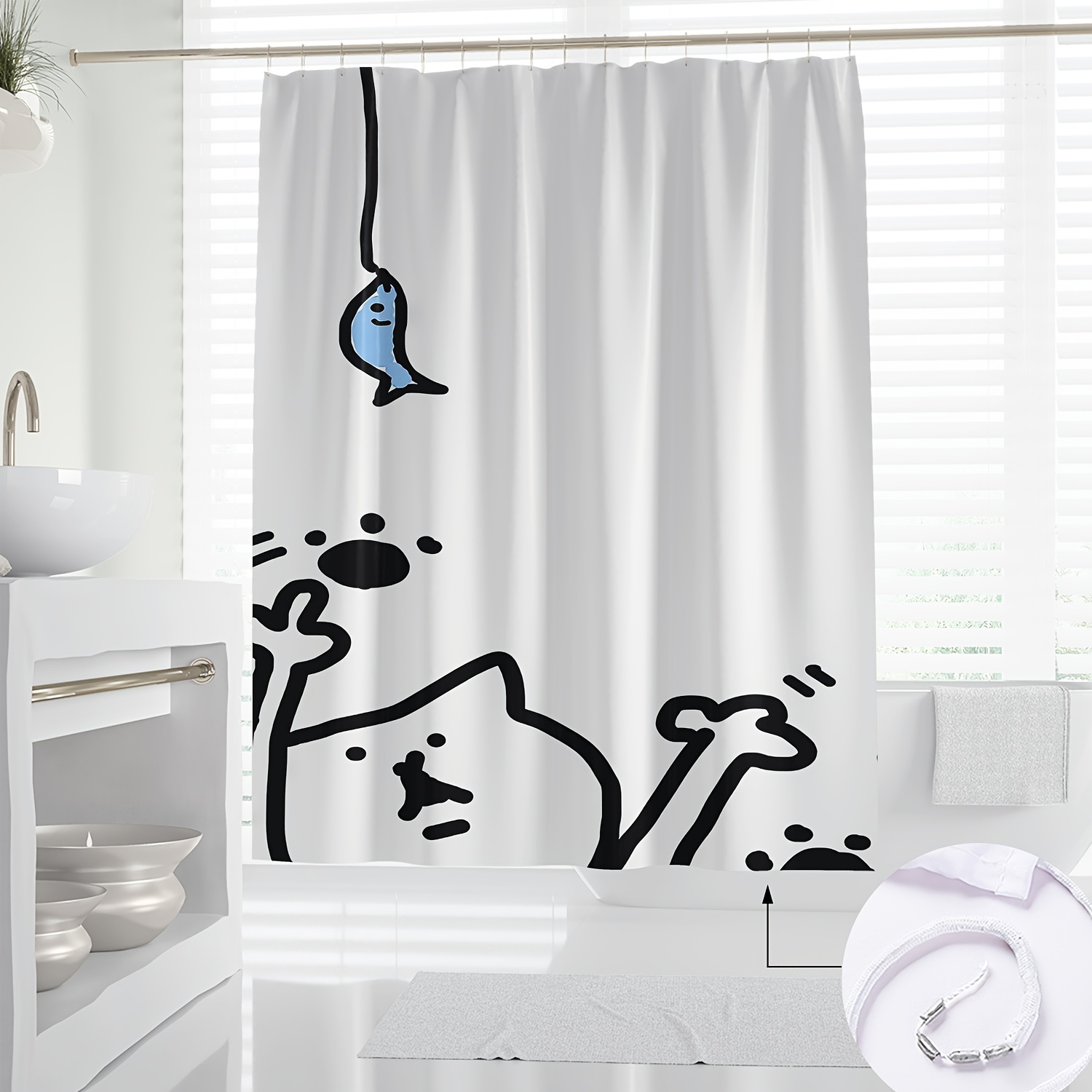 

Waterproof Shower Curtain - Modern , Machine Washable Polyester With Hooks, Fun Bathroom Decor