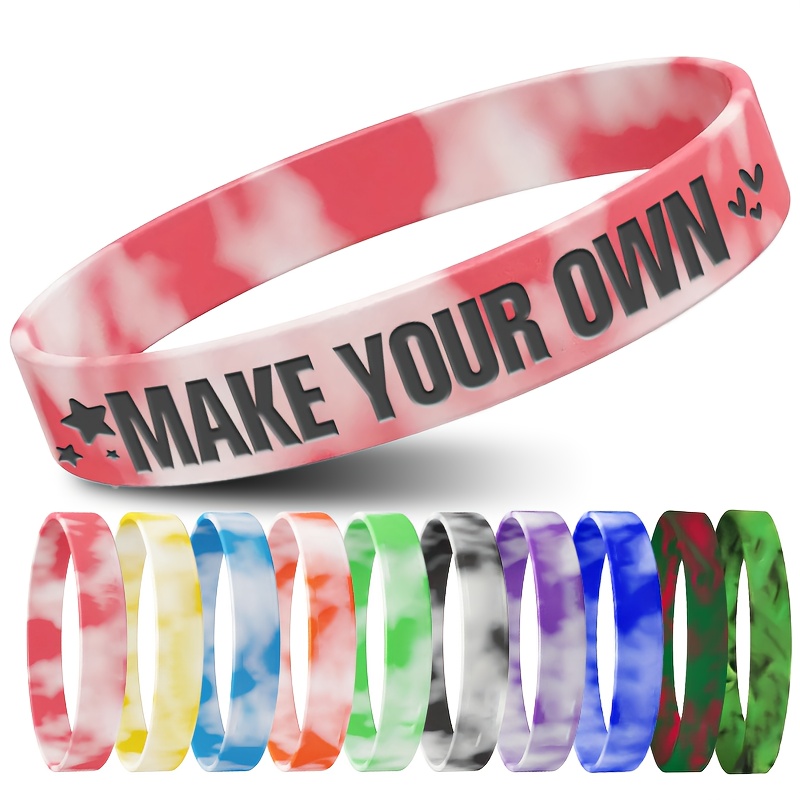 96pcs Customizable Silicone Bracelets with Heart Patterns