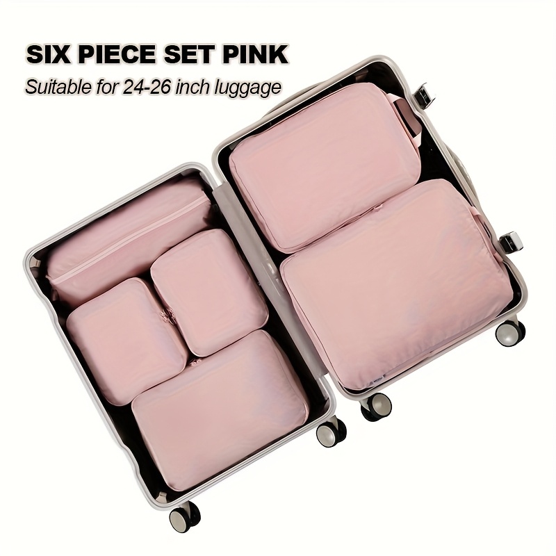 TEMU 6pcs Travel Compression Packing Cubes, 40% Space Saving, Zippered Luggage Organizer Bags, Suitable For Clothes And Accessories, Durable Nylon