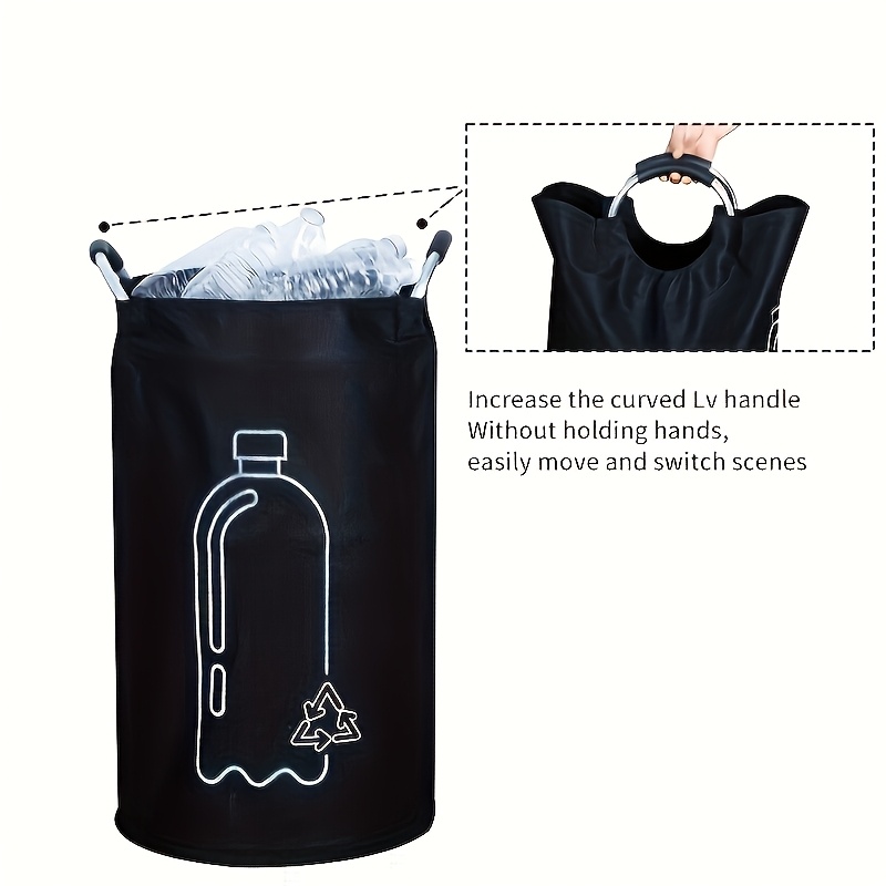 TEMU 90l Large Capacity Foldable Recycling Bin | Multi-functional Storage Organizer With Carry Handle, Durable Oxford Cloth, Ideal For Kitchen,