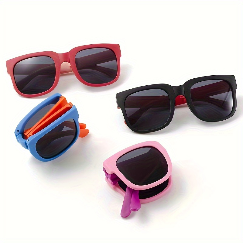 

Fresh Y2k Color Block Versatile Portable Folding Square Fashion Glasses, For Boys Girls Outdoor Sports Party Vacation Travel Supply Photo Prop