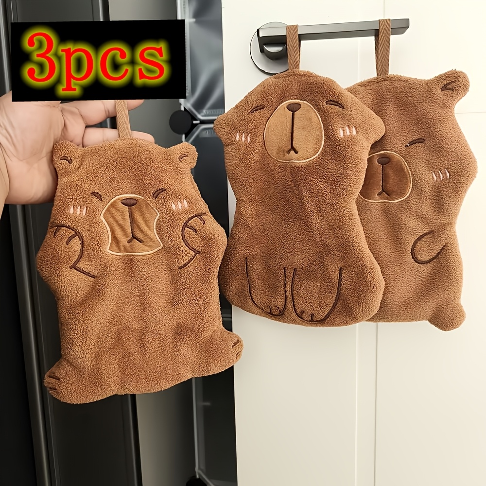E-shop 3er-Set niedliche Capybara-Handtücher – Weiche Mikrofaser-Handtücher für Bad & Küche, geeignet für empfindliche Haut, saugfähige hypoallergene