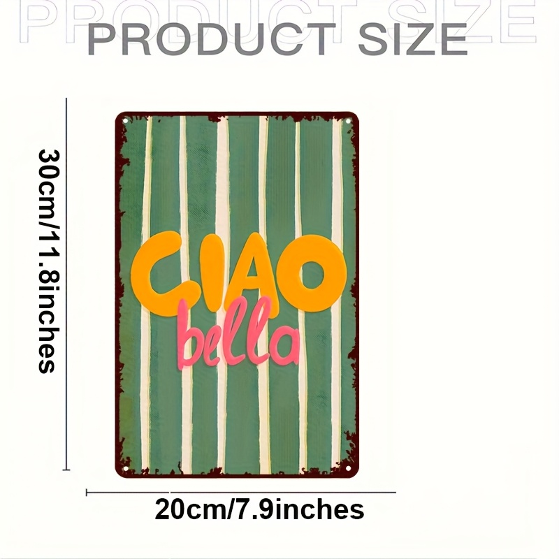 1pc Retro Metal Wall Art - & Yellow Striped Mid-century Modern Italian Design - Durable Iron Indoor/outdoor Decoration Suitable For Home, Cafe, Bar, Garden - With Pre-drilled Holes, Distressed Edge