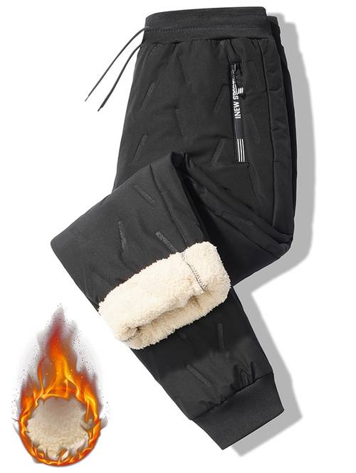 plus size mens casual pants sport joggers fleece lined thickened heavyweight winter pants extra wide and long for extra casual pants with lambs fleece lining jogger pants for big and tall men extended length couples unisex