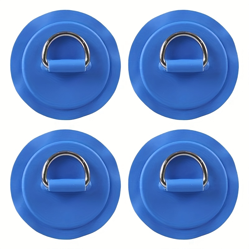 TEMU 4pcs/set 8cm Round D-ring Patch Inflatable Boat Rope Surfboard Additions Stainless Steel Elastic Pvc Patch, Paddle Board Kayak D-ring Round