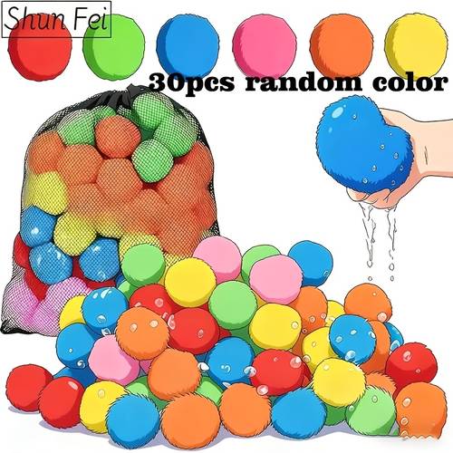 30pcs random color water balls reusable balls suitable for pool parties backyard play multiplayer competition pk gift for children in the summer