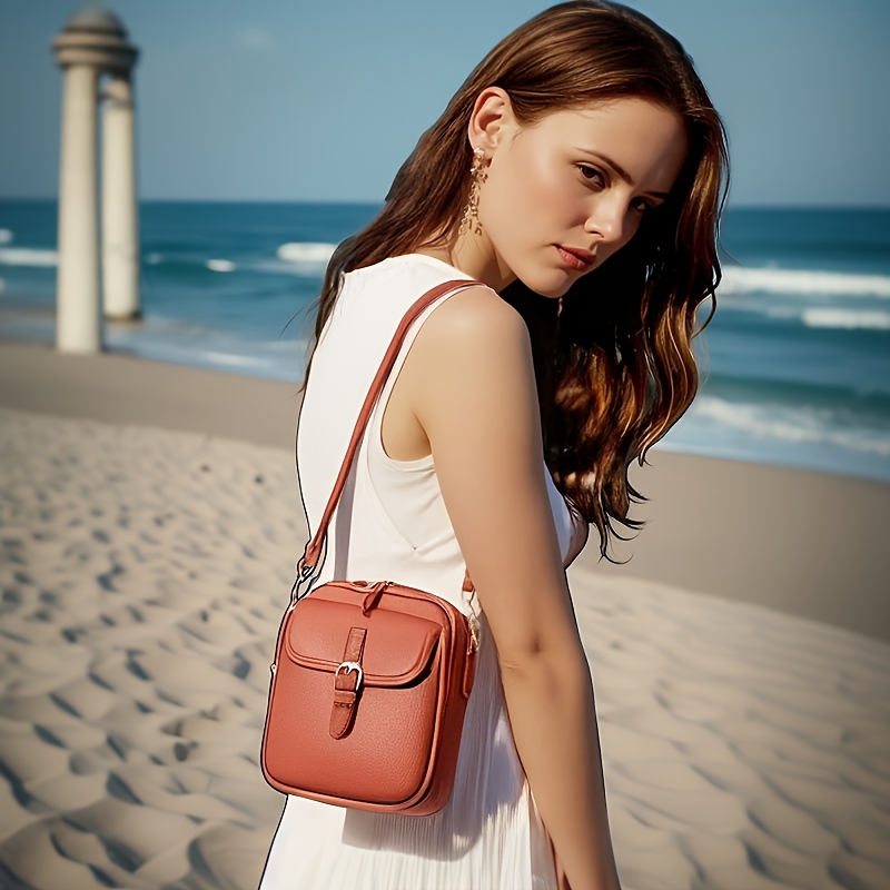 Women's Faux Leather Crossbody Bag, Multifunctional Large Capacity Purse