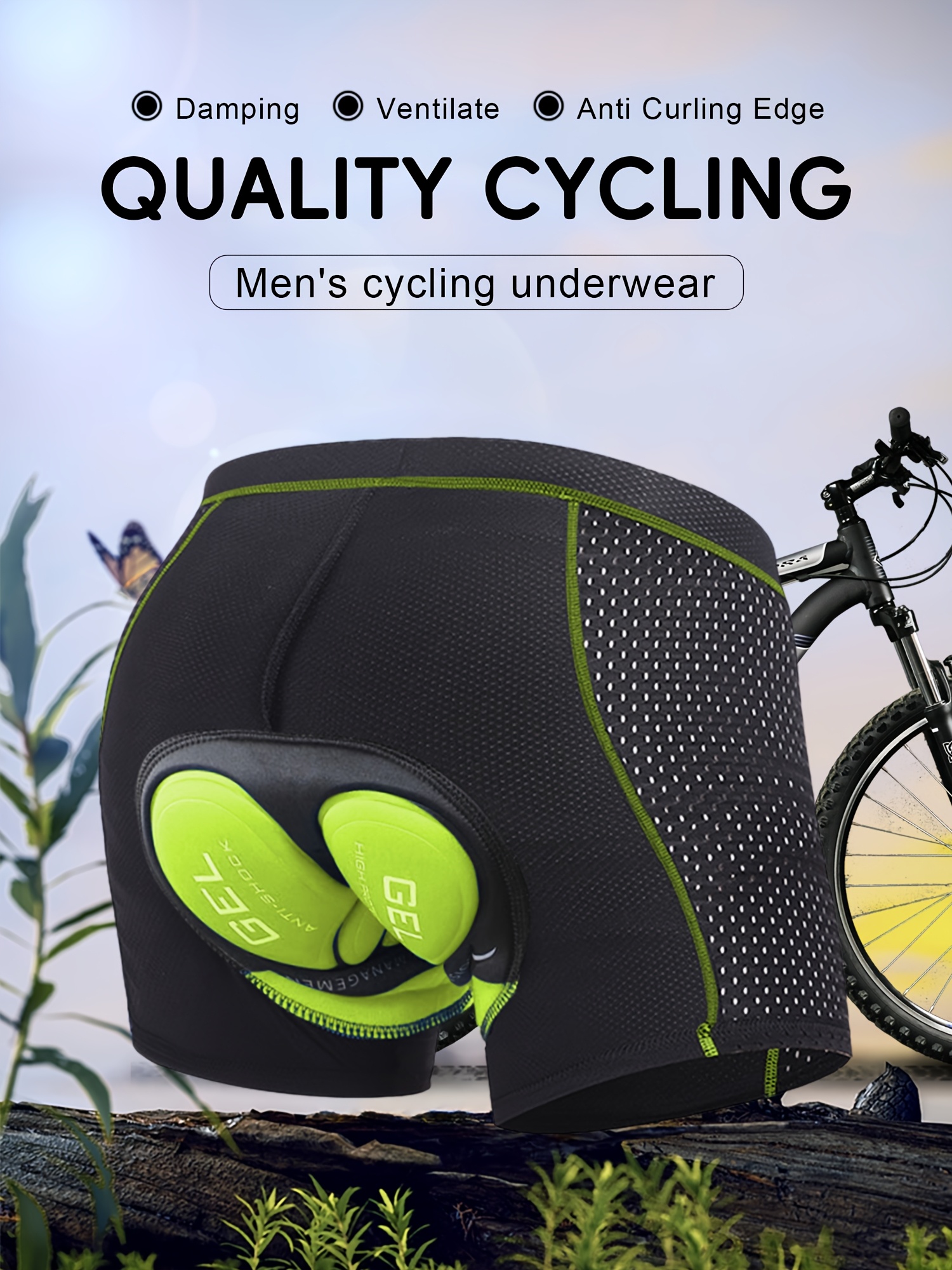 mens 5d padded gel cycling shorts black breathable moisture Temu