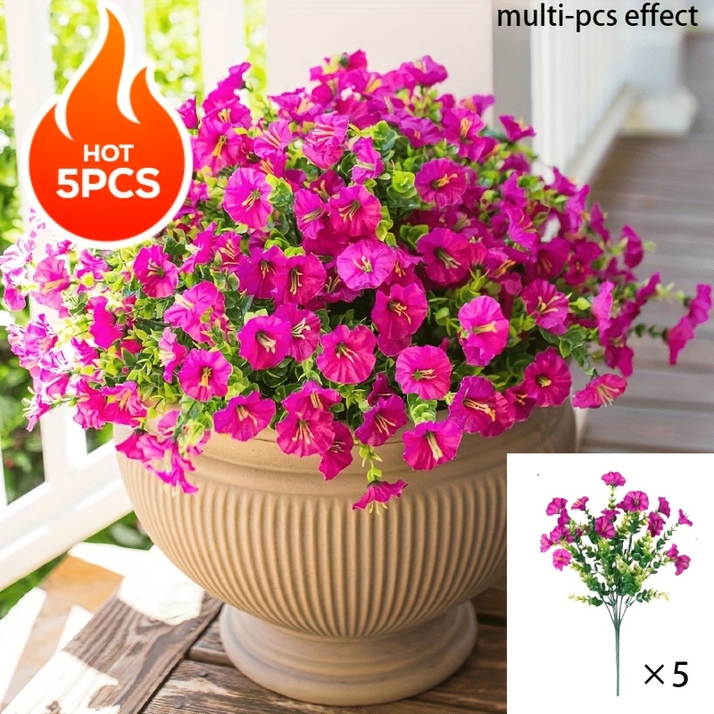5 bundles realistic artificial   flowers uv sun resistant outdoor indoor plants no fade vibrant purple   yellow pink white lavender low maintenance faux floral decor for garden patio porch outdoor artificial flowers