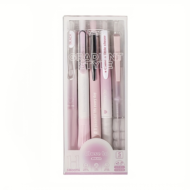 Image of 5pcs/set Design Pink Series Easy Cute Neutral Pens Office Study Special Pens Ballpoint Pens Recording Pens High Aesthetic Pink Neutral Pens