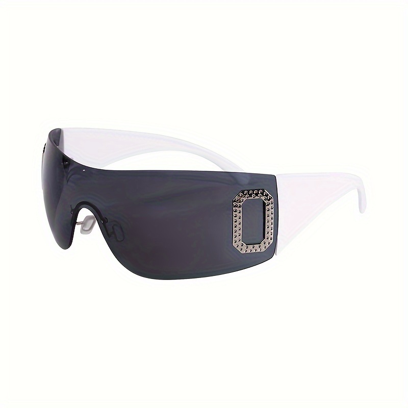 1PC Letter Integrated Fashion Glasses, Y2K Slim Fit Wrap Around Fashion Glasses $_12.JPG?set_id=880000500F main image 3