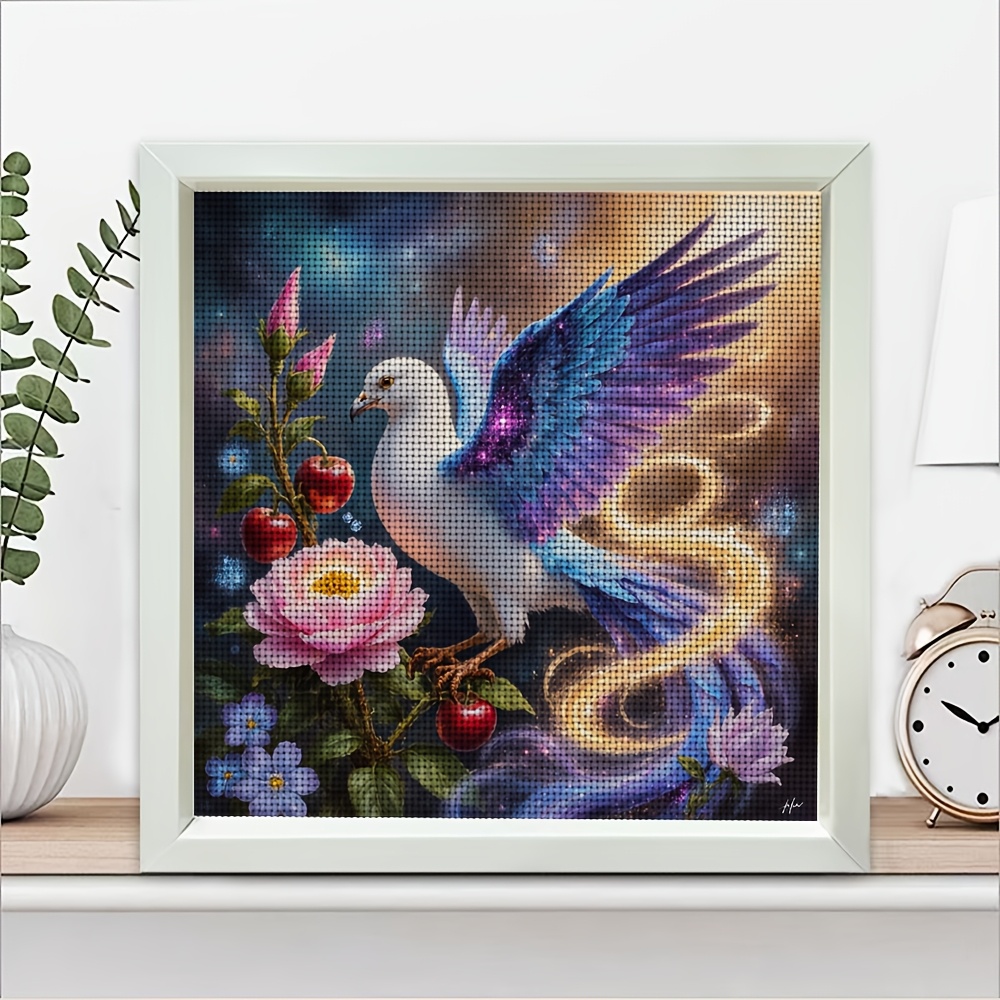 New Frameless Cross-Stitch Printed Kit, "Fantasy Flying Birds with Flowers and Fruits" 2D Pattern