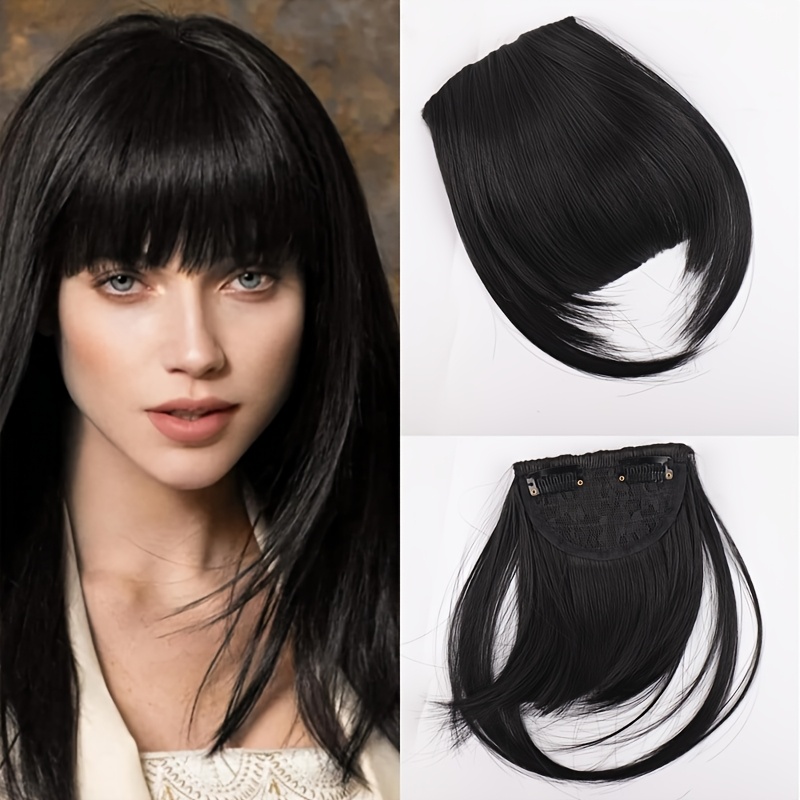 1pc elegant straight synthetic hair extensions air anime bangs for women high temperature fiber invisible clip natural look durable   hair fringe details 0
