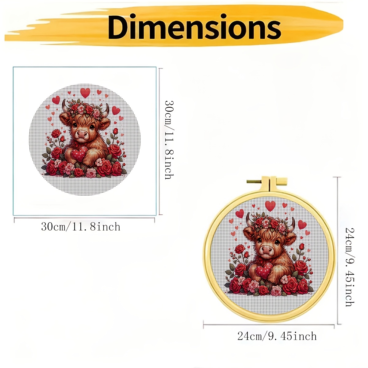 Round DIY Cross-Stitch Printed Kit with Embroidery Hoop