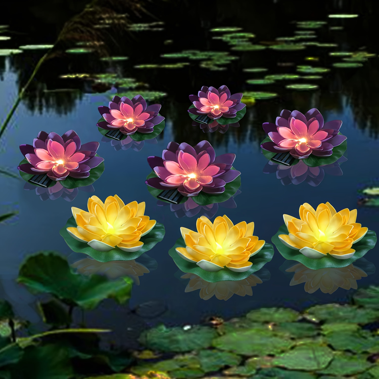 Künstliche Lotusblumen Schwimmend | 5 Stück Set | Wetterfest Für Teich & Pool