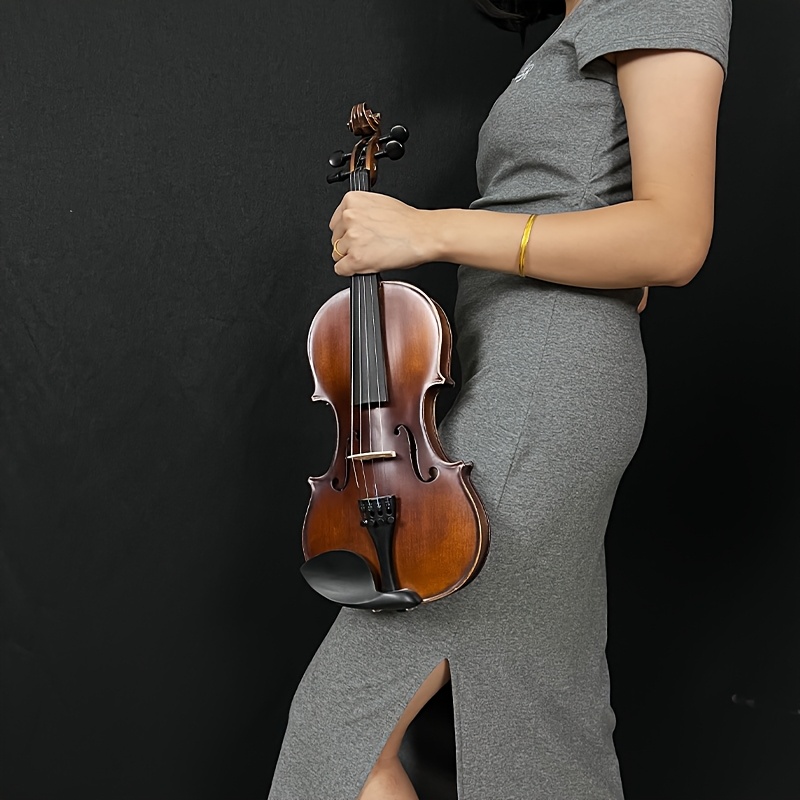 Violín Acústico para Principiantes A03, Parte Superior de Abeto Macizo, Parte Posterior y Laterales de Arce Macizo, Estilo Antiguo, para Adultos Autoaprendices, Adecuado para Edades de 14+