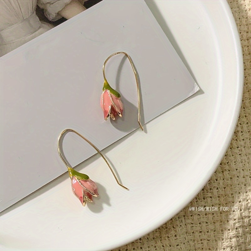 

Vintage Tulip Earrings Delicate Ear Jewelry Exquisite Floral Ornament