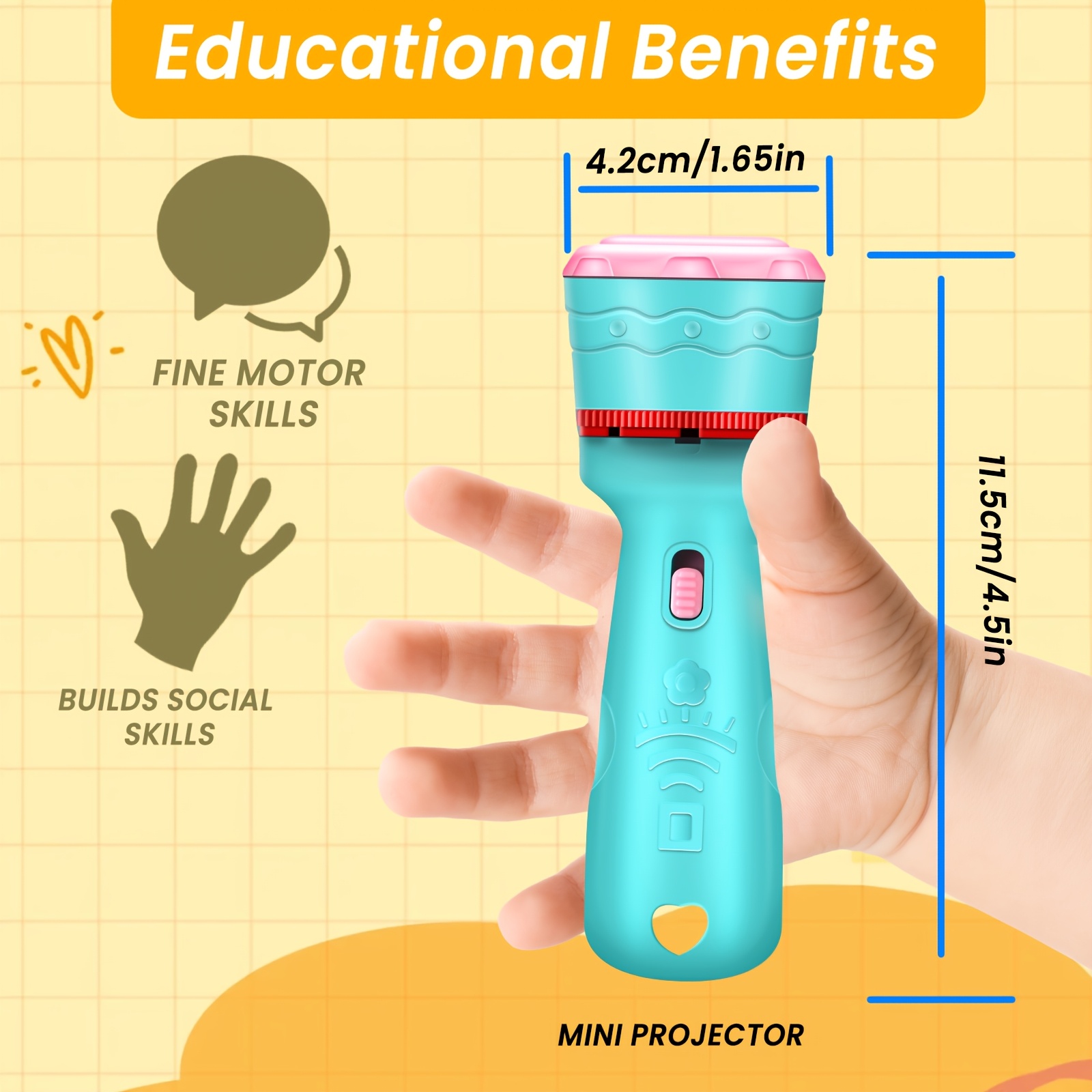 Educational Projection Toy with 6 Cards Featuring 48 Patterns