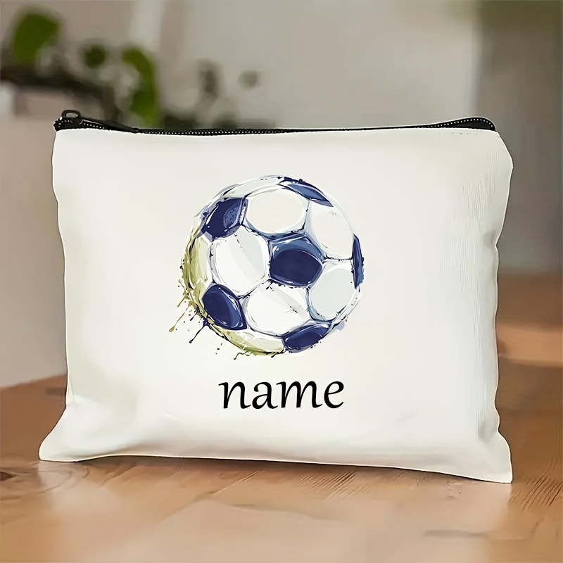 TEMU 1 ud. Neceser de maquillaje personalizado con , ¡ brasileño de fútbol !, Neceser de maquillaje con temática de fútbol americano, Base en color