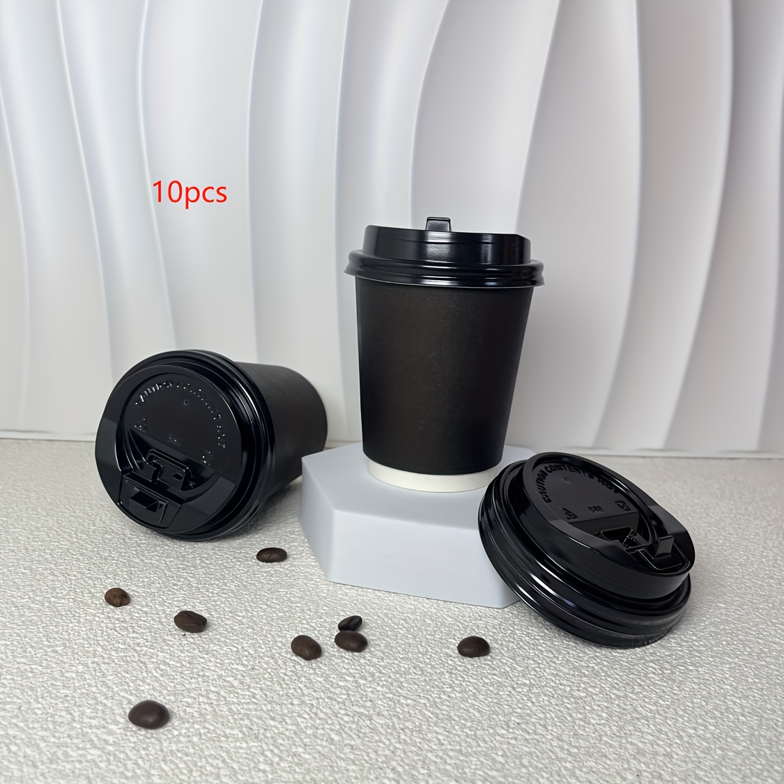 8 oz black thickened disposable coffee hot drink paper cup - Temu