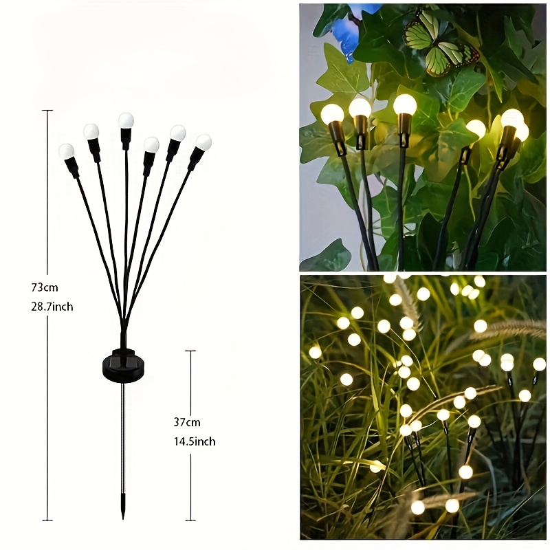 Luces solares, luces solares de luciérnaga, diseñadas para caminos de jardín al aire libre y decoración de césped, adecuadas para Halloween, Navidad, Año Nuevo y decoraciones de Ramadán, ideales para patios, calles, paredes exteriores, porches, jardines e iluminación de parques