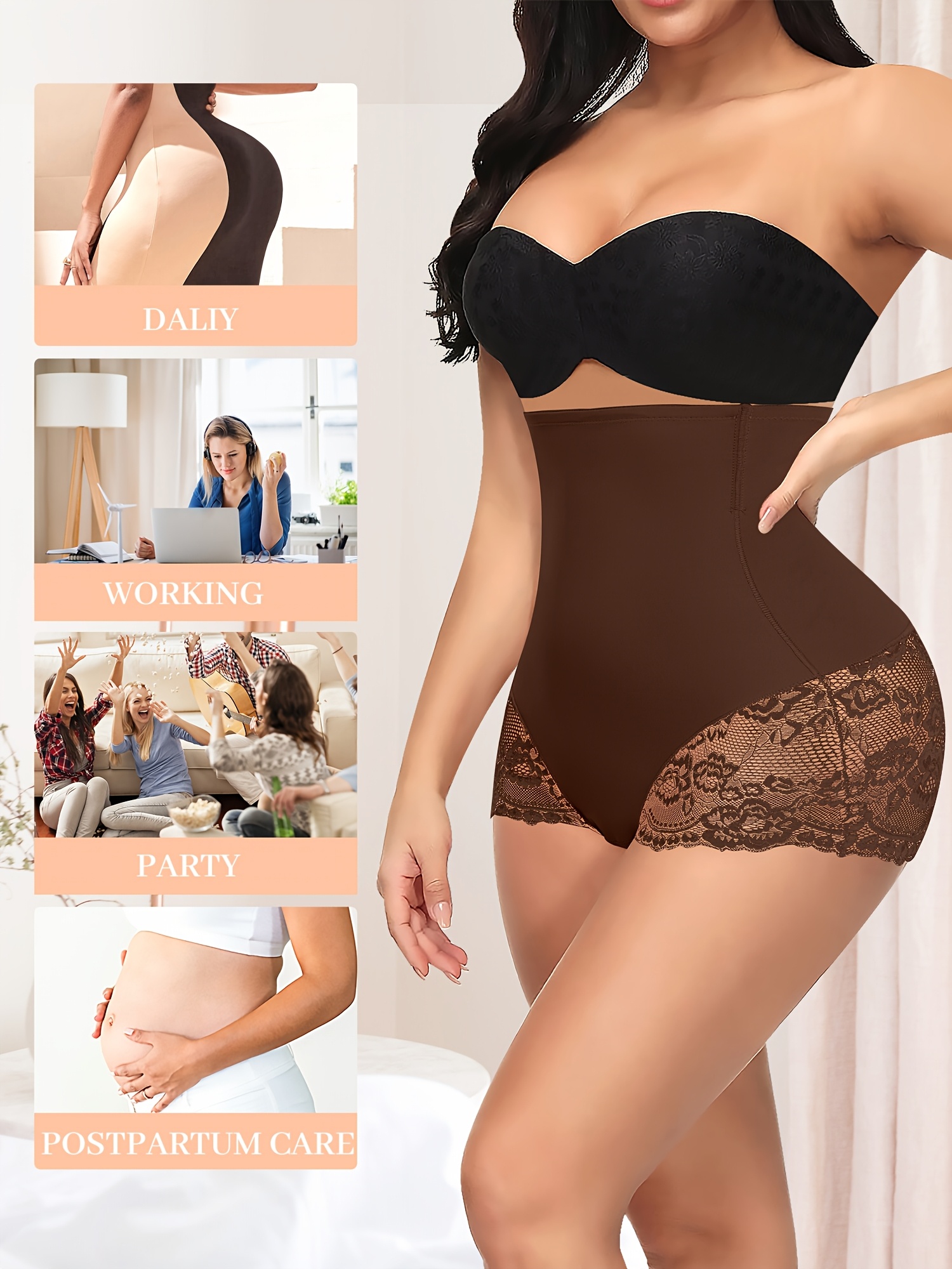 high waisted lace shaping panties women tummy control Temu United Kingdom