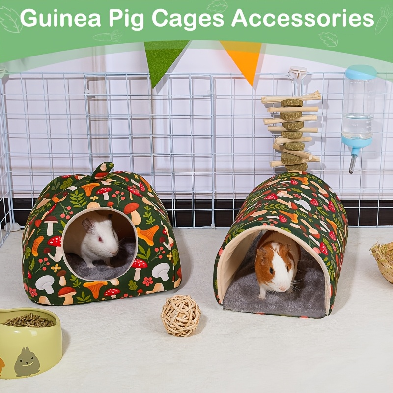 

Cozy Guinea Pig & Rabbit Set - 2pcs Flannel Tunnel And Bed With Memory Foam Fill, Detachable For Small Pets