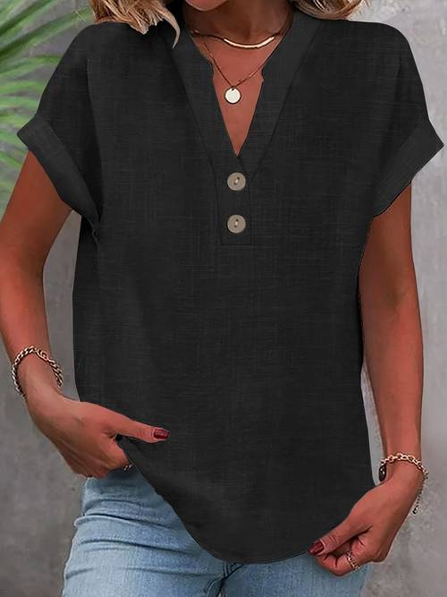 new solid color short sleeve elegant tops for womens spring and summer versatile and stylish