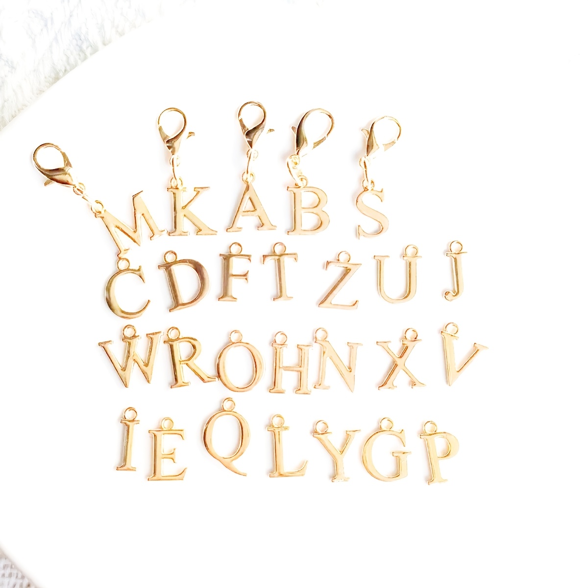 TEMU 26pcs, au Z. Élégant porte-clés doré avec lettres , pendentif à fermoir , accessoire décoratif