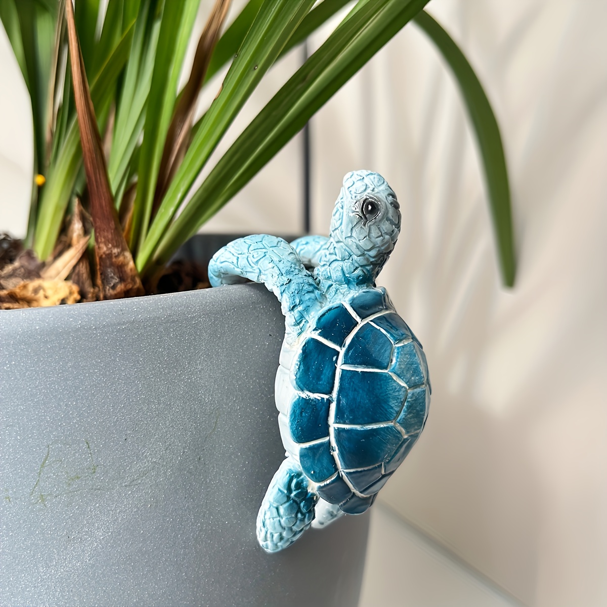 TEMU Turquoise Resin Turtle Statue - Classic Sea Turtle Wall Decor With & Texture, /outdoor Garden Pond Decoration, Durable Animal Figurine For,,