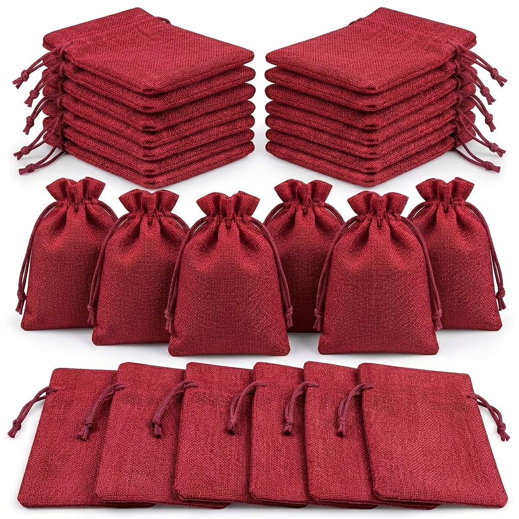 TEMU Lot de 24 sacs à cordon de serrage réutilisables en tissu tissé multicolore avec fermeture par cordon de serrage - Multicolore, convient pour de