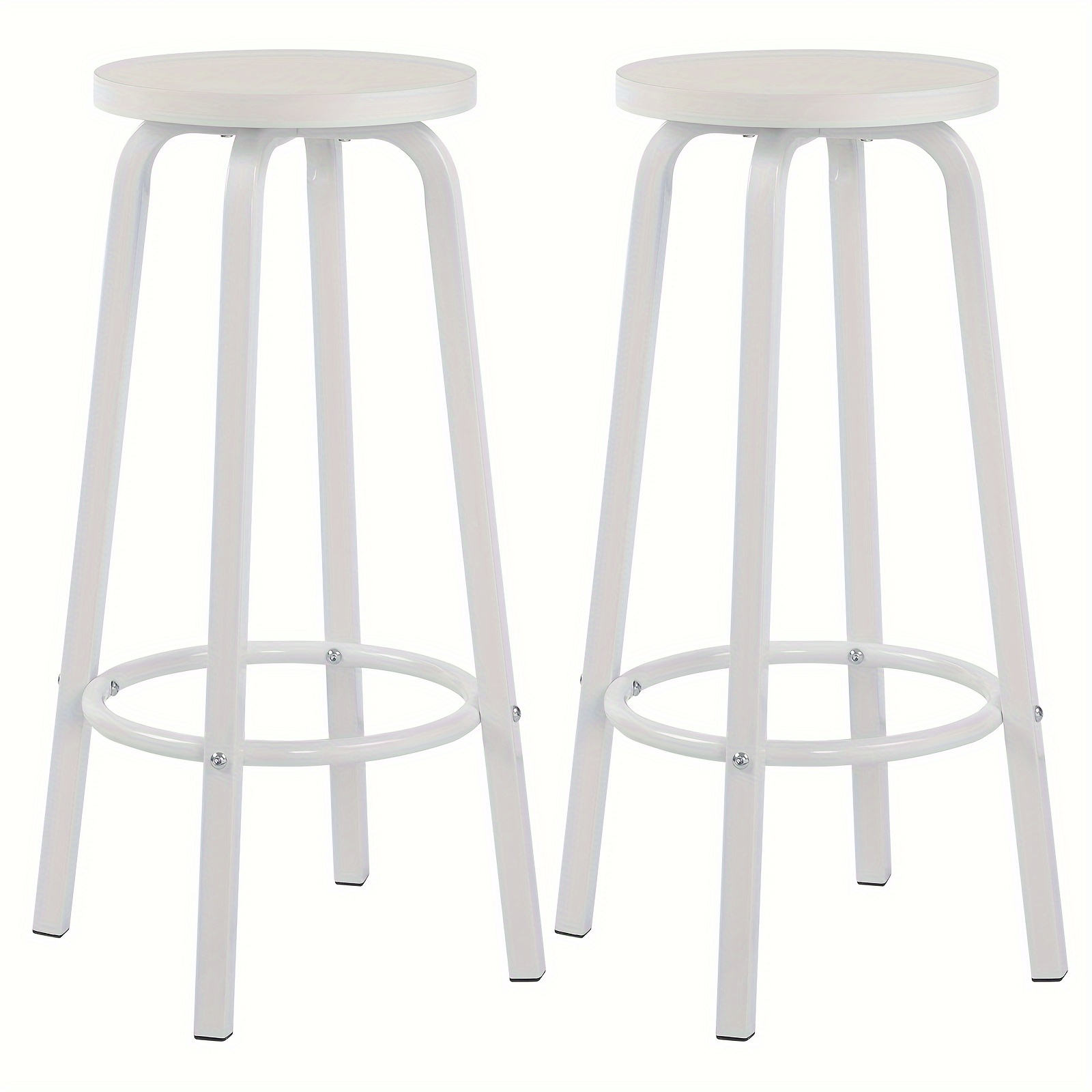 2pcs Bar Stools, Round Stools, Suitable For Living Room, Dining Room, Metal Legs With Footrests