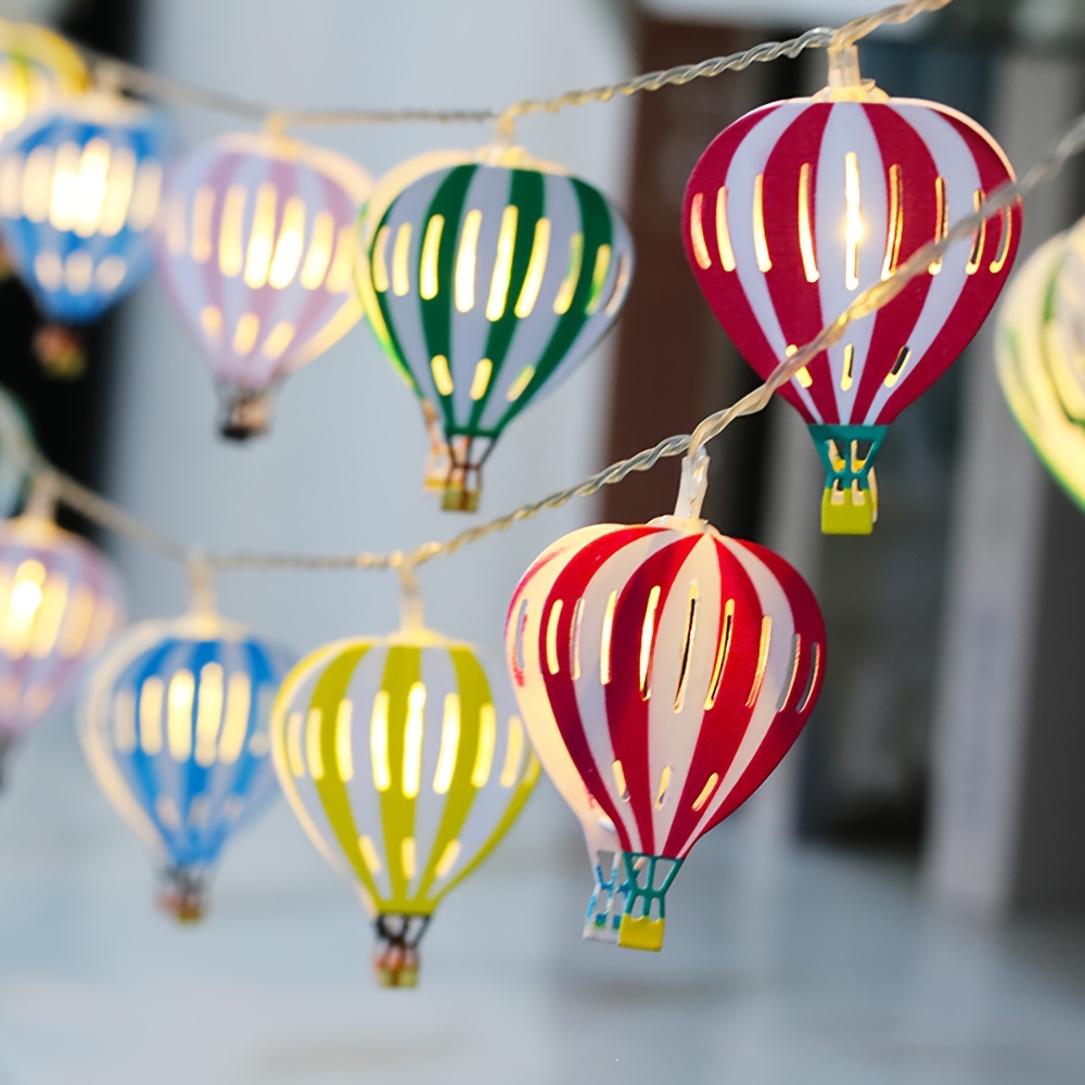 Multicolored Hot Air Balloon String Lights 20 LED 10 Ft Balloon Hanging  Garland Hot Air Balloon Decorations String Banners Battery Operated For  Weddin