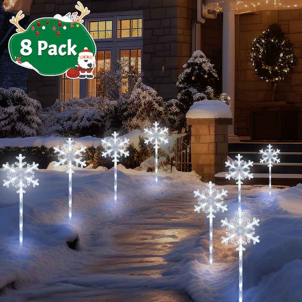 TEMU 4/8 Pack Solar Christmas Pathway Lights Outdoor Decorations, Solar Lights, Ip65 Xms Garden Stake Lights Outdoor Christmas Decorations For Patio