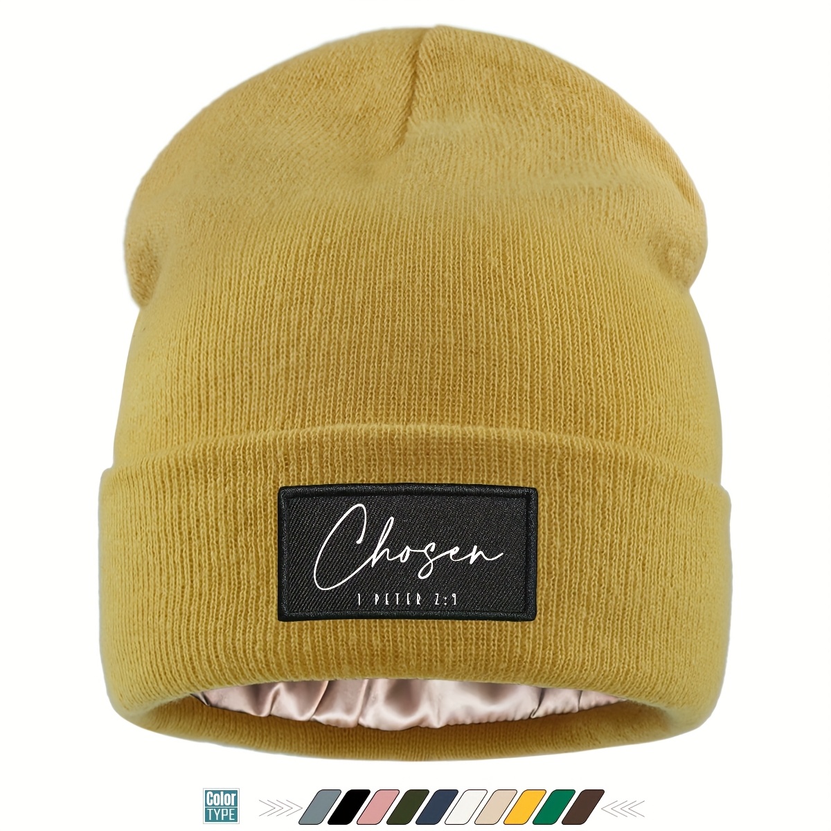 TEMU 1pc Christmas Gift "" Print Label Hat, Mother' Brimless Beanie, Lightweight And Comfortable Winter Pullover Hat For Men And Women, Warm Cap For