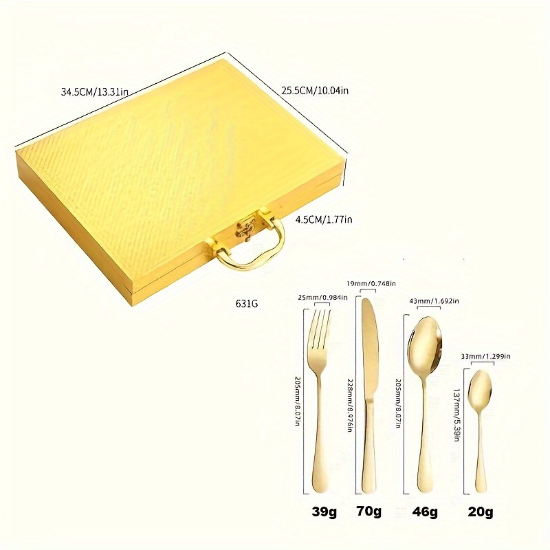 elegant 24pcs stainless steel cutlery set includes knives forks spoons in gift box for dining and entertaining details 2
