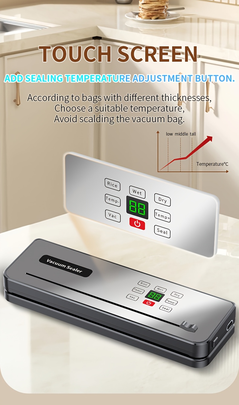 Πλήρως Αυτόματη Συσκευή Κενού Τροφίμων, Φορητή Πολυλειτουργική Συσκευή Κενού, Φορτιζόμενη μέσω USB, Συνοδεύεται από 10 Σακούλες, Μακράς Διάρκειας Σφράγιση για Διατήρηση Φρεσκάδας, Κατάλληλη για Κουζίνα και Πικνίκ Εξωτερικού Χώρου, Μπαταρία 2000mAh για Εκτεταμένη Διάρκεια Λειτουργίας, Περιλαμβάνει