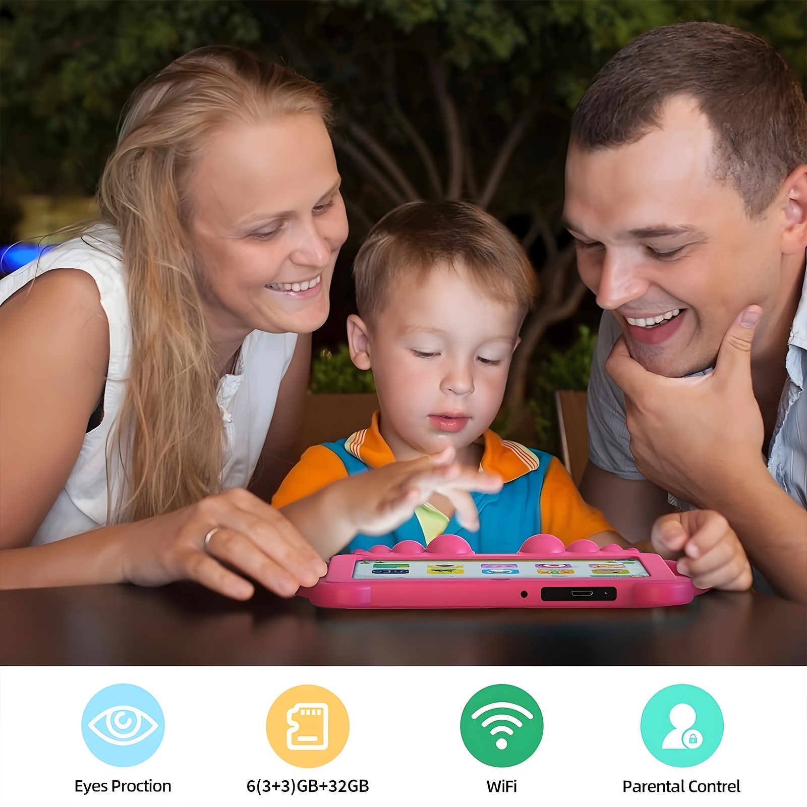 Android 13 Tablet 7 Inch Tablet with 32GB ROM, 6(3+3)GB RAM, Android OS, Eye Protection Screen, Parental Control, Education Apps, Dual Camera, Shockproof Case