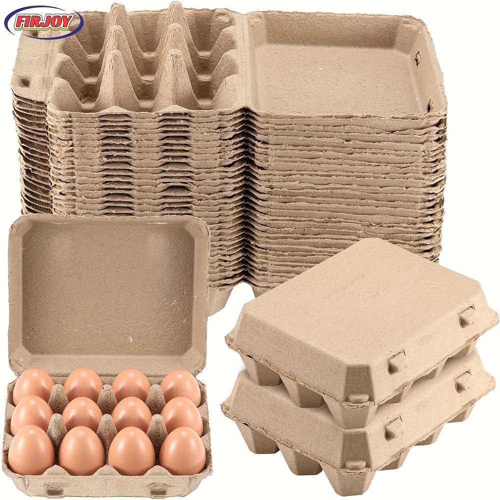 

Firjoy - 12pcs -- 20pcs Egg Box, Blank Natural Pulp Square Egg Box, 3x4 Style Can Hold Up To Twelve Eggs, Sturdy Design Made Of Recycled Cardboard, A Must-have For The Home!