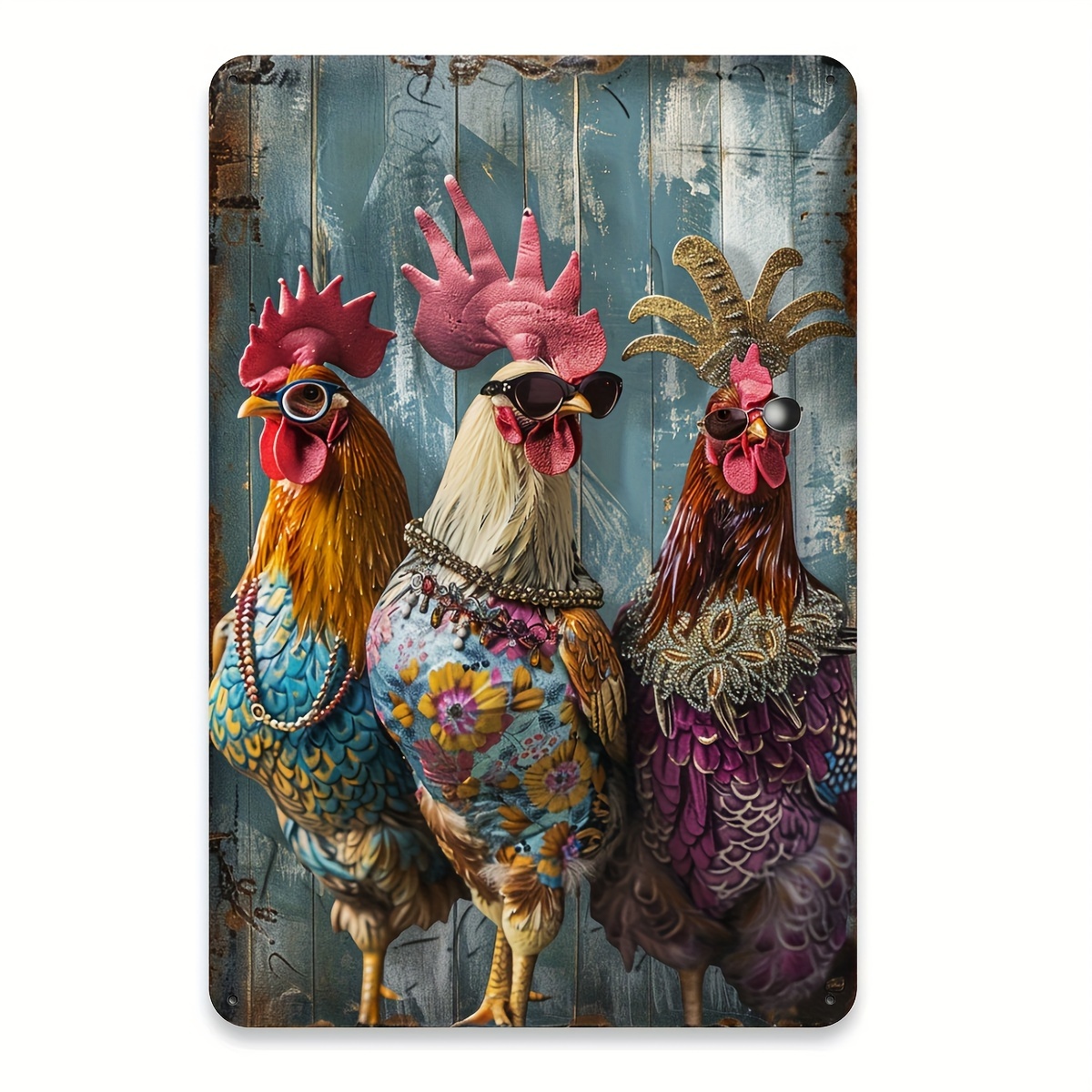 

Chic Vintage Chicken Metal Tin Sign - 8x12 Inch, Rust-proof Iron Wall Art For Home, Office, Cafe & Garage Decor